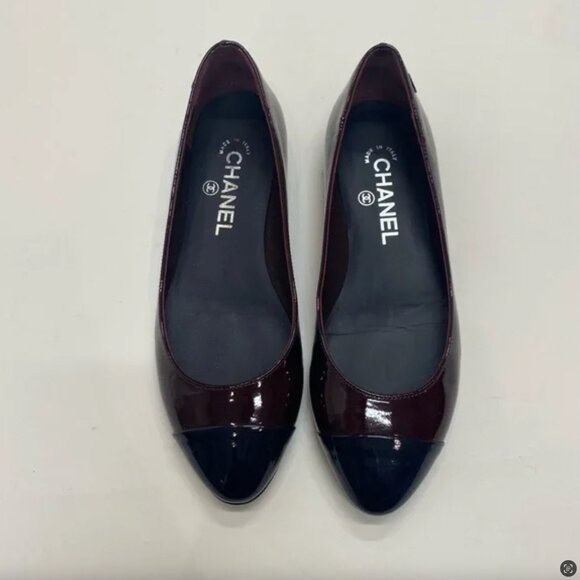 Chanel Burgundy & Black Ballet Flats - Picture 1 of 7